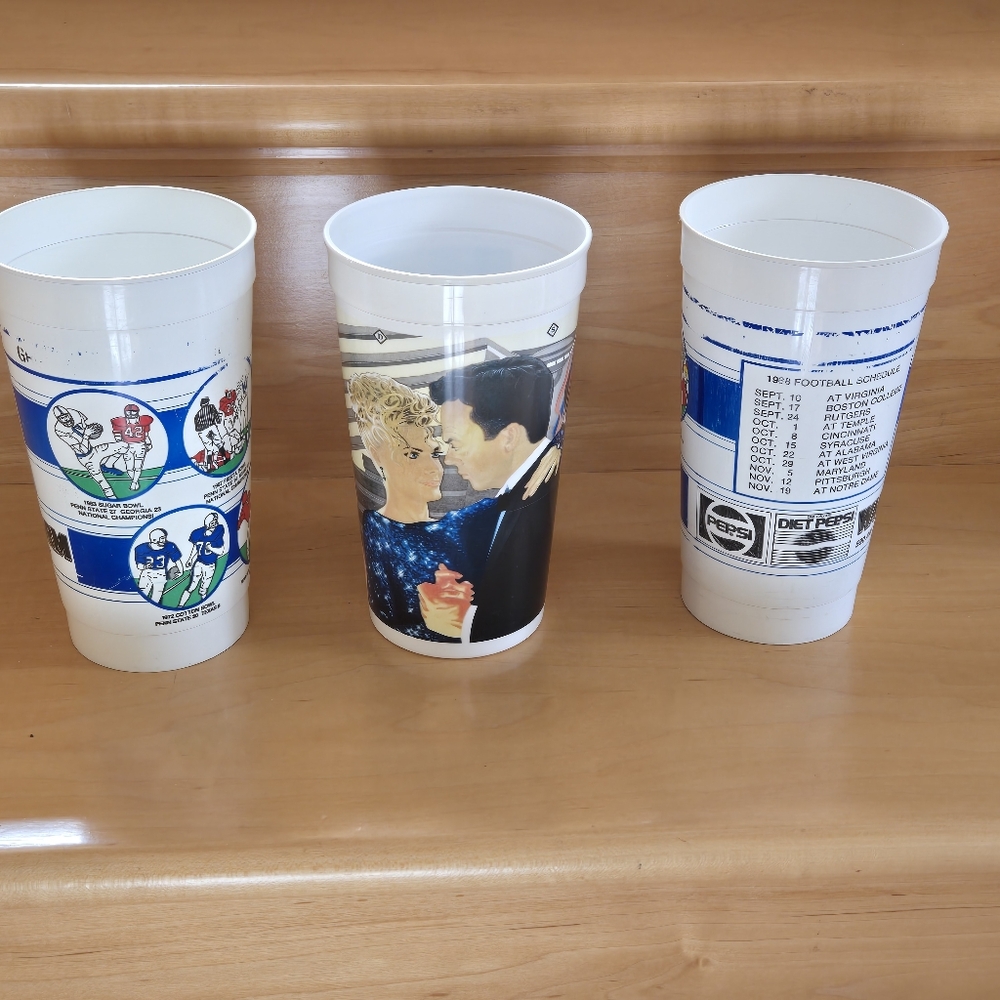 Batmen Returns & Penn State Vintage Collectible Plastic Tumblers – Lot of 3